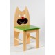 Dřevěná židle Kočka - sedák zelený, modrý