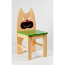 Dřevěná židle Kočka - barevný sedák (růžový, modrý, zelený, červený)