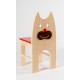 Dřevěná židle Kočka - barevný sedák - červený